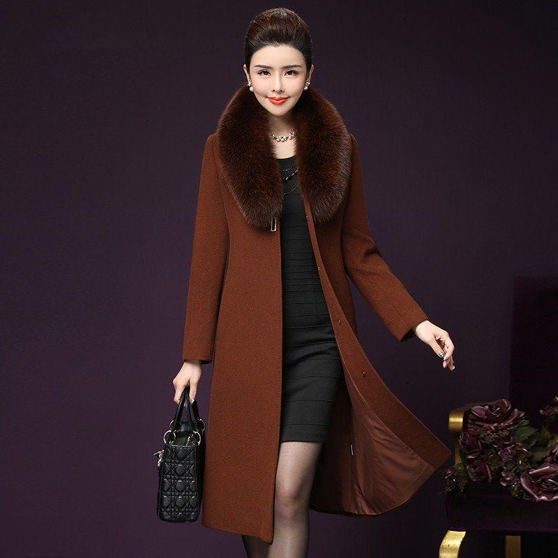 Women Wool Coat Fur Collar Women Loose Long Woolen Coats Winter Coat Woolen Overcoat Wool Jackets