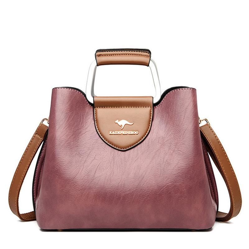 Genuine Leather Bag Women's Fashion Middle-aged Handbag Soft Leather Mother Shoulder Bag Cowhide Messenger Bag