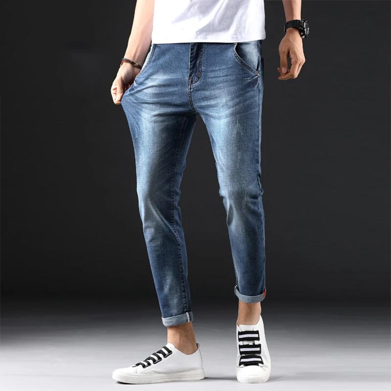 Men's Casual Jeans Korean Style Trendy Slim Straight-leg Pants Men's Spring/Summer Denim Long Trousers Basic Steetwear Pants Male Elastic Bottoms