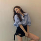 Girl Plus Size Denim Shorts Women Ins High Waist Slim Stretch Summer Student Loose Wide-leg A-line Pants