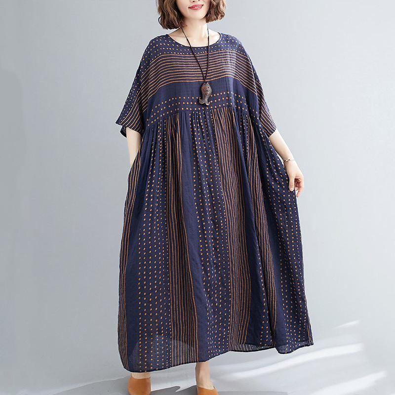 WTEMPO Women Plus Size Dress Summer Short Sleeve Round Neck Long Dress Casual Full Length