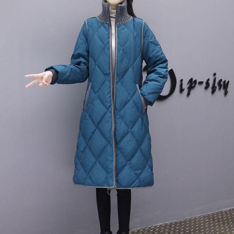 Women's mid-length large size loose thick cotton jacket women's over-knee jacket jacket down jacket