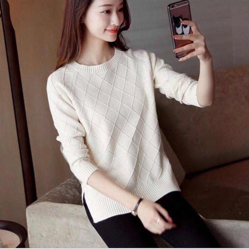 Women Low Collar Long Sleeve Warm Pullover Sweater Office Thick Knitted Bottoming Shirt Top