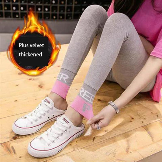 Spring and Autumn All-match Pants Plus Velvet Warmth Leggings Women's Outer Wear Leggings Pencil Pants Thin Stretch Sports Pants Modified Leg Type