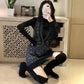 Women Chic Mid-length Loose V-neck Tank Top Sweater Knitted Bright Silk Vest Skirt Dress