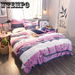 4pcs Thick Double-sided Flannel Duvet Cover Purple/blue/pink Printed King Size Bedding Set