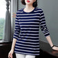 Women T-Shirt Cotton Long Sleeve Lady T Shirt Striped Summer Spring Autumn Female White Trendy  Top Pullover
