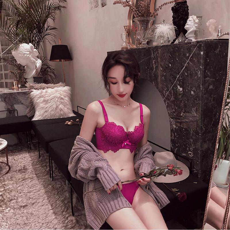 Sexy Bras Women Push Up Bra Floral Lace Gathered Bralette Plus Size Underwear Pink White Kawaii Girl Women Plus Size Bra Sexy