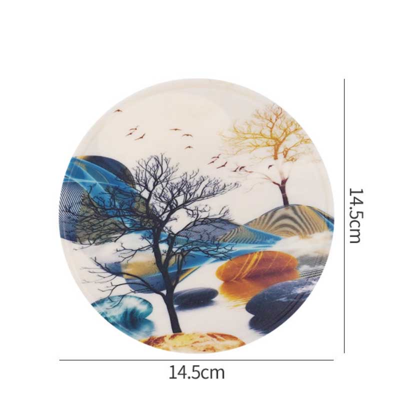 4pc PVC Rubber Coaster Anti-scalding Table Mat Kitchen Pot Mat Round Bowl Mat Dish Mat Non-slip