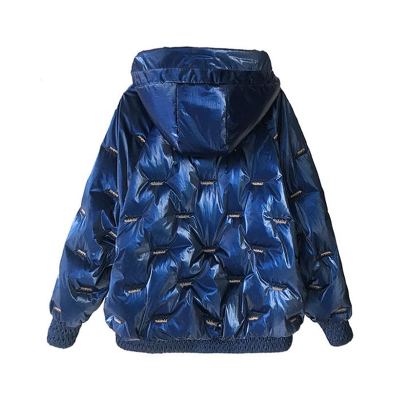Bright Face Down Cotton Padded Clothes Short Loose Thickened Warm Coat Women's Korean Hooded Down Jacket Quilted Jacket