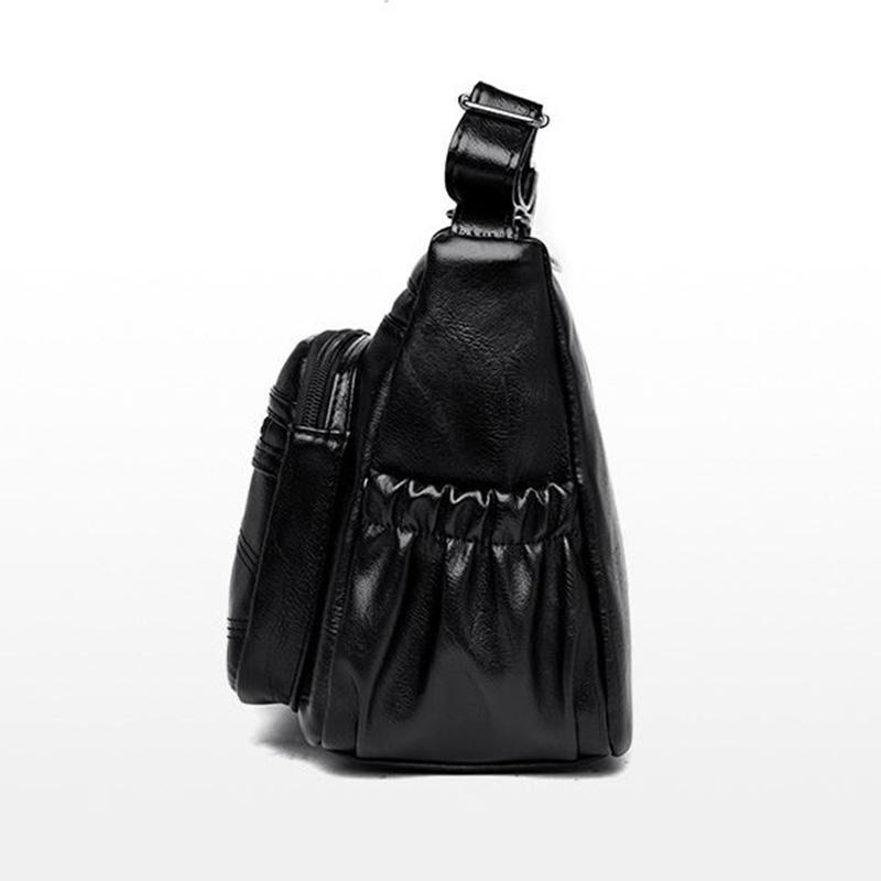 Sheep Leather Multi-layer Female Bag Fashion Trend Large Capacity Messenger Bag Middle-aged Lady Shoulder Bag Mother Bag
