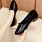 Women's Shoes Spring Flat Hollow Pumps Soft Leather Shoes Bow Low Heel Soft Sole