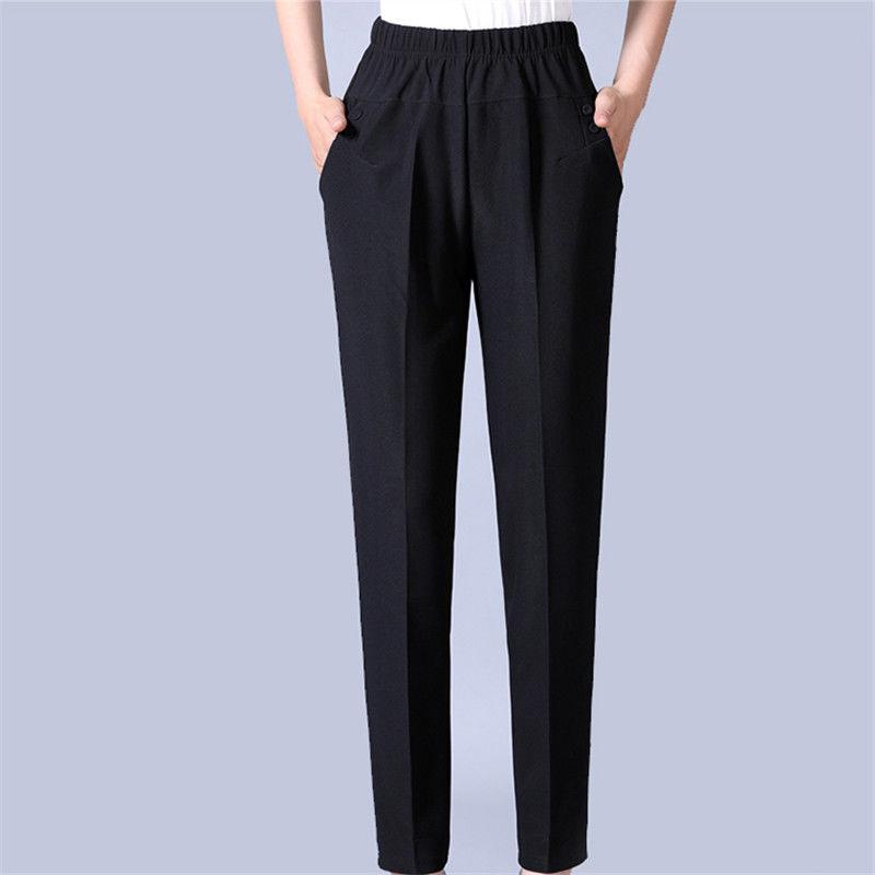 Middle-aged and Elderly Women's Trousers Large Size Loose Straight Leg Pants Mother Elastic High Waist Casual Pants Grandma Stretch Trousers