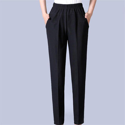 Middle-aged and Elderly Women's Trousers Large Size Loose Straight Leg Pants Mother Elastic High Waist Casual Pants Grandma Stretch Trousers