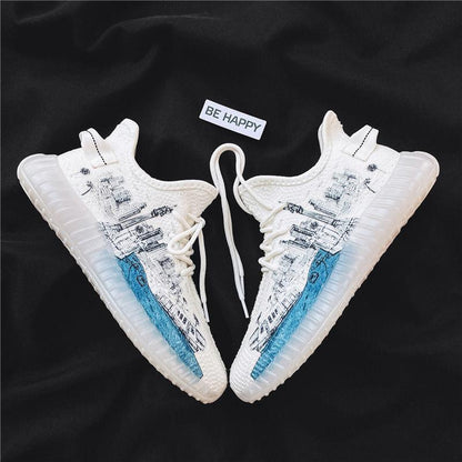 Couple Korean Trend Breathable Net Shoes Summer Fly Woven Breathable Casual Sneakers Sports Canvas Coconut Shoes