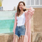 Hooded Chiffon Cardigan Women's Sun Protection Clothing Sun-Dress Plus Size Shawl Loose Outer Thin Coat Beach
