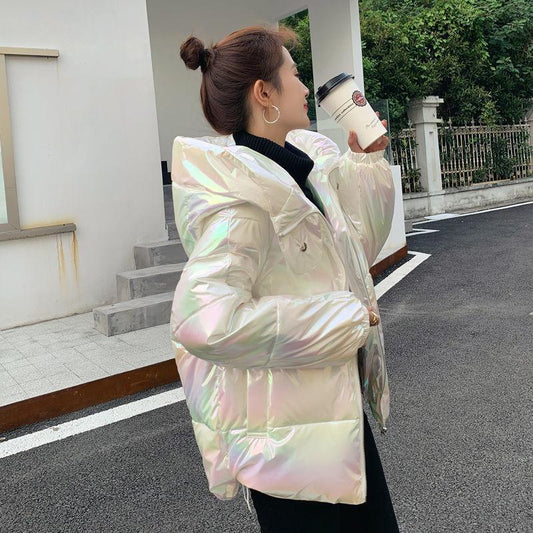 Cotton Padded Clothes Women's New Bright Leather Cotton Padded Clothes Women's Short Wash Free Bread Clothes Loose Winter Cotton Padded Jacket