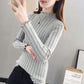 Autumn and Winter Knitted Casual Sweater Long-sleeved Slim-fit Pullover Bottoming Shirt Half High Neck Women's Sweater