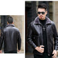 Business Casual Men's Leather Jacket Fur One Plus Velvet Thick Leather Jacket Jacket Middle-aged Father Winter Clothing