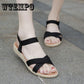 Pair of Women Shoes Anti-slip Linen Summer Sandals Open Home Toe Flats Shoes