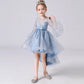 Children's Clothing Female Trumpet Sleeve Flower Girl Skirt Long Tail Red Princess Children's Dress Performance Costume