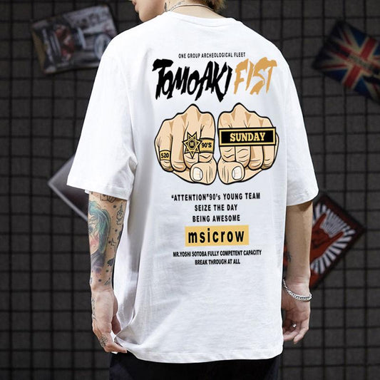 Street personality clothing cotton plus size men's short-sleeved T-shirt men's half-sleeved T-shirt