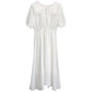 Thin Long Skirt Japanese Style Fresh College Style Sweet Girl Waist Thin White Dress Fabric Thin Breathable Sweet and Cute White Dress