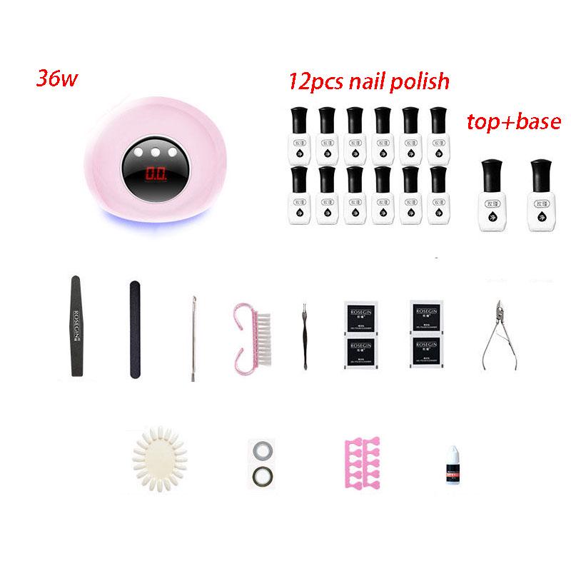 Manicure Set 36W LED UV lamp dryer set Gel Nail Polish Set Nail Art Manicure tool Set nail dryer kit