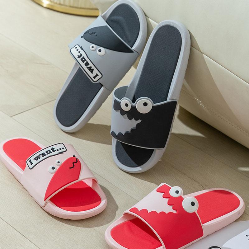 Slippers Summer Men and Women Cartoon Cute Soft Slippers Bathroom Non-slip Slippers Thick Bottom Outer Wear Slippers Unisex
