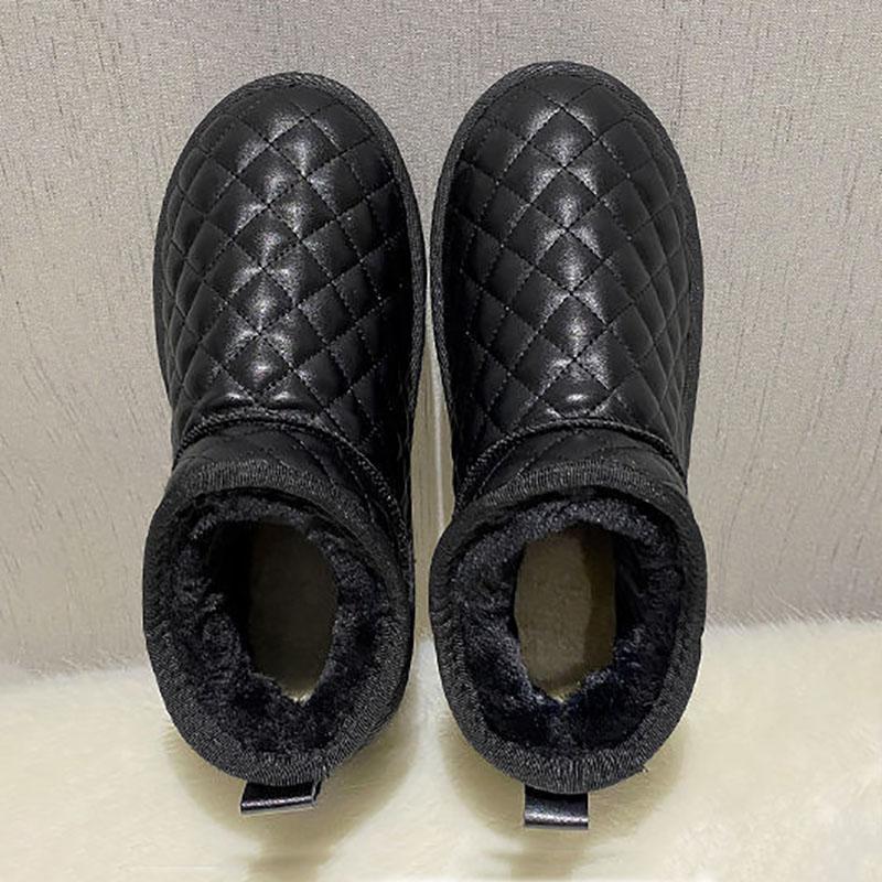 Leather Winter Waterproof Snow Boots Women's Short Boots Short-tube Cotton Shoes Thick-soled Non-slip Foot Thickening To Keep Warm