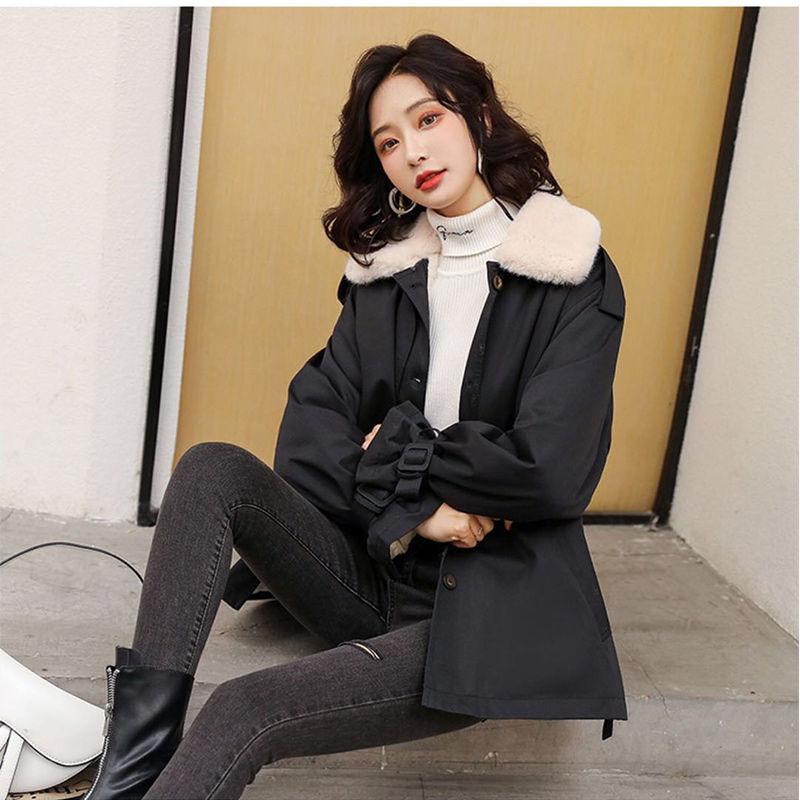 Parka Tooling Cotton Jacket Women's Mid-length Winter Plus Velvet Thickening Korean Style Windbreaker Jacket Tide