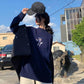 Pofulove Autumn Winter Round Neck Hedging Cartoon Embroidery Sweater Female Loose Knitted Jacket