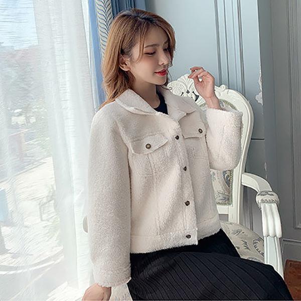Winter Cashmere Short Women's Coat Women Solid Oversized Jacket