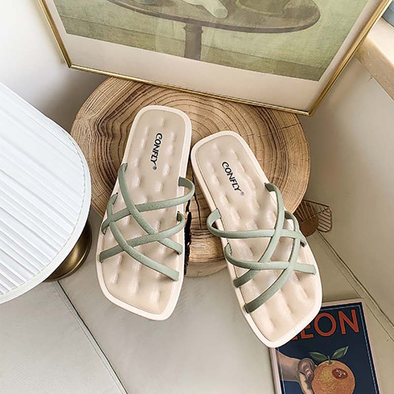 Ladies Sandals and Slippers for Outer Wear, Summer Korean Fashion Soft Bottom Non-slip Student Fairy Style Slippers