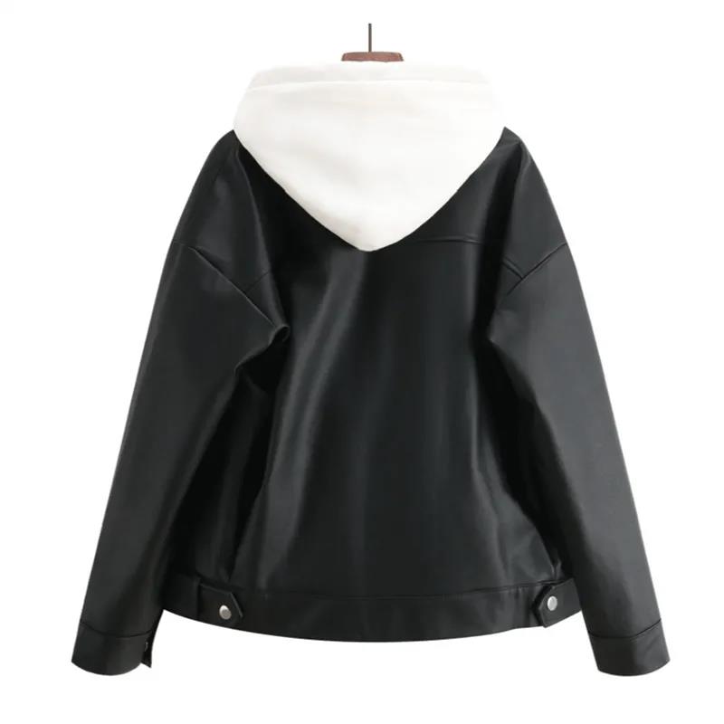 Autumn and Winter Leather Jacket Black Motorcycle Leather Jacket Short PU Leather Jacket for Women