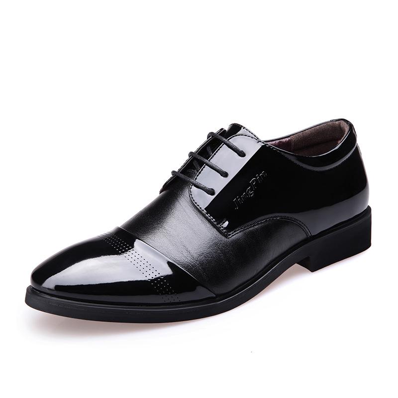 Men's Leather Shoes Business Increased Breathable Dress Shoes Men's Pointed Lace