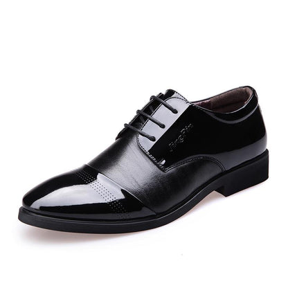 Men's Leather Shoes Business Increased Breathable Dress Shoes Men's Pointed Lace