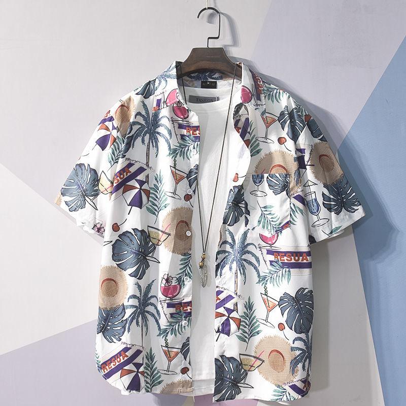 Summer Floral Short-sleeved Shirt Beach Five-point Sleeve Quick-drying Shirt