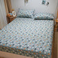 Cotton Bed Pillow Set Three-piece Plus Thick Anti-skid Protection Bed Cover 1.8 Meters 2 Meter Bed Bedding Set Print Field Garden Wind