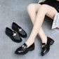 Glossy Cute Working Leather Shoes Women's British All-match Thick-heeled Mid-heel Single-shoes Women's Mid-heel Leather Shoes