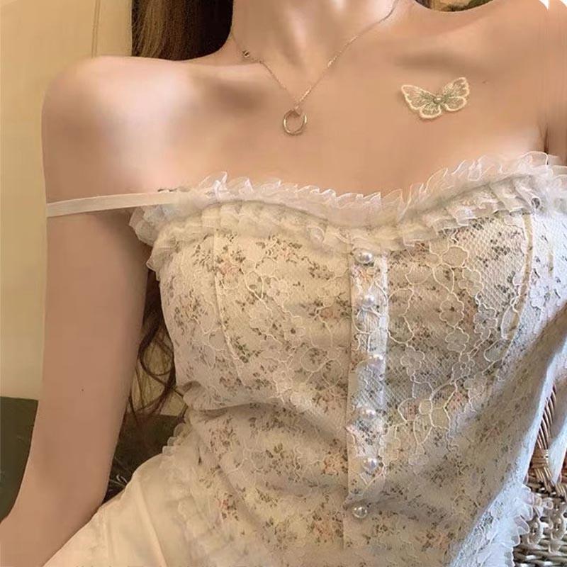 Lace Camisole Women's Outer Wear Trendy Inner Design Niche Short Beautiful Back Tube Top Top