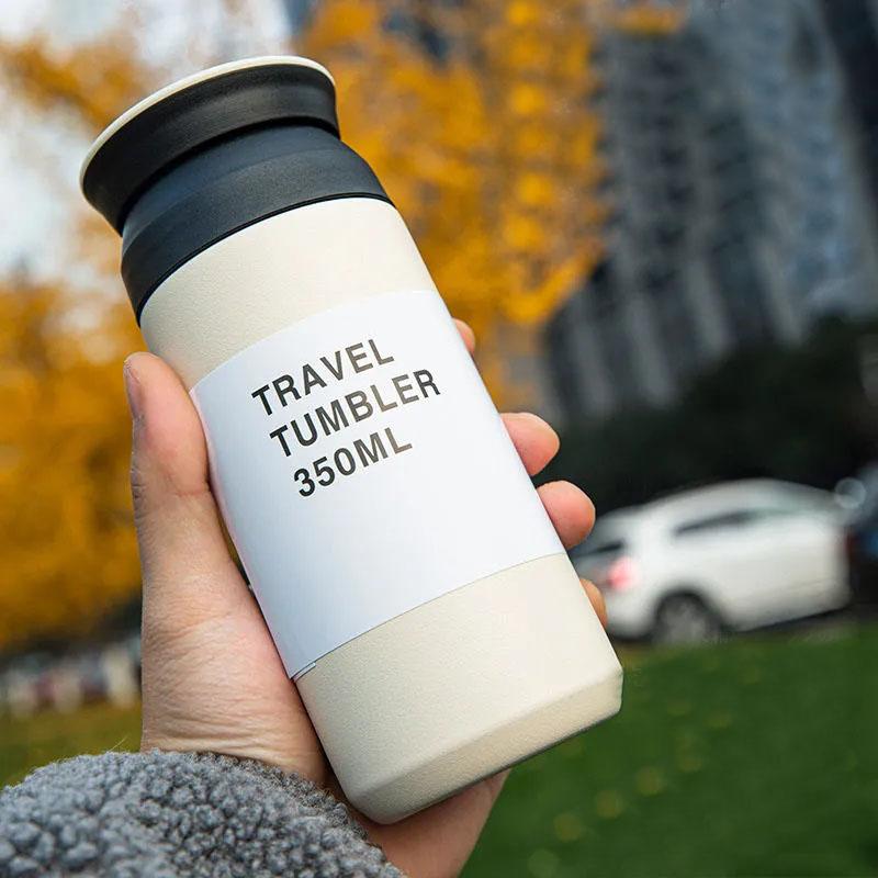 Japanese Style Simple Frosted Vacuum Flask Water Cup 304 Stainless Steel Accompanying Travel Mug Portable Vacuum Flask Thermos Cup