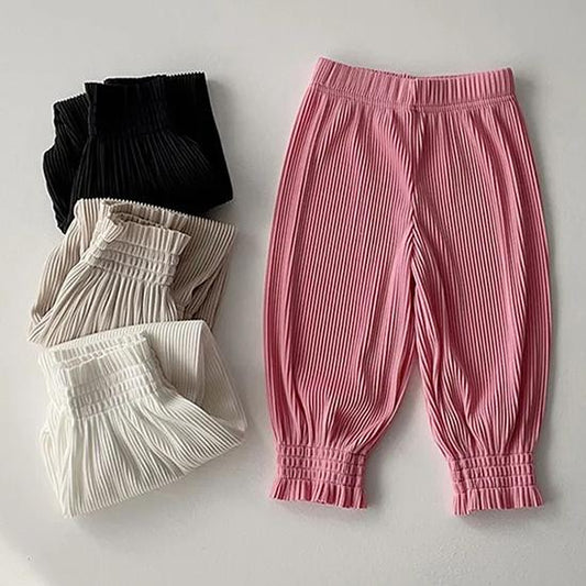 Children's Clothing Spring and Summer Girls Pleated Thin Section Breathable Loose Anti-mosquito Children's Pants