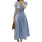 Female Simple Slim Elegant Shoulder Covering French Gentle Romantic Summer Solid Color Long Dress