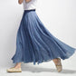 Women Large Size Cotton and Linen Skirt with Elastic Waist and Linen A-line Skirt with Long Solid Color Ethnic Style