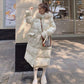 Fluffy Big Fur Collar Hooded White Cotton Jacket Women's Winter Clothes Loose Mid-length Padded Jacket Padded Down Padded Jacket Winter Padded Jacket