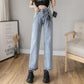 High-waisted Wide-leg Jeans Women's Loose Korean Style Students Slim  Thin All-match Straight Mopping Pants
