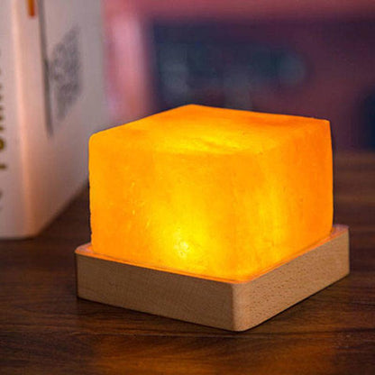 Himalayan Crystal Salt Table Lamp Mini Led Wooden Night Light Usb Desk Lamp Creative Bedside Lamp
