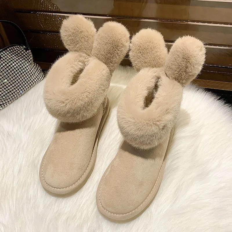 Rabbit Ears Snow Boots Women Winter Plus Velvet Thick Wild Korean Version of Short Tube Cotton Shoes Warm Shoes Women