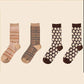Four Pairs of Women's Socks Autumn and Winter Thickening Warmth Fashion Tube Socks Retro Printing Pile Socks